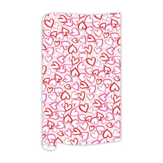 Handpainted Red and Pink Hearts Wrap paper 5 ft RB