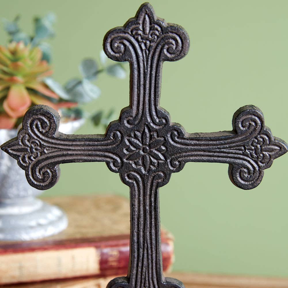 Ornate Cast Iron Cross Statue