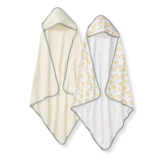 Toallas con capucha de algodón orgánico Little Ducks (paquete de 2)