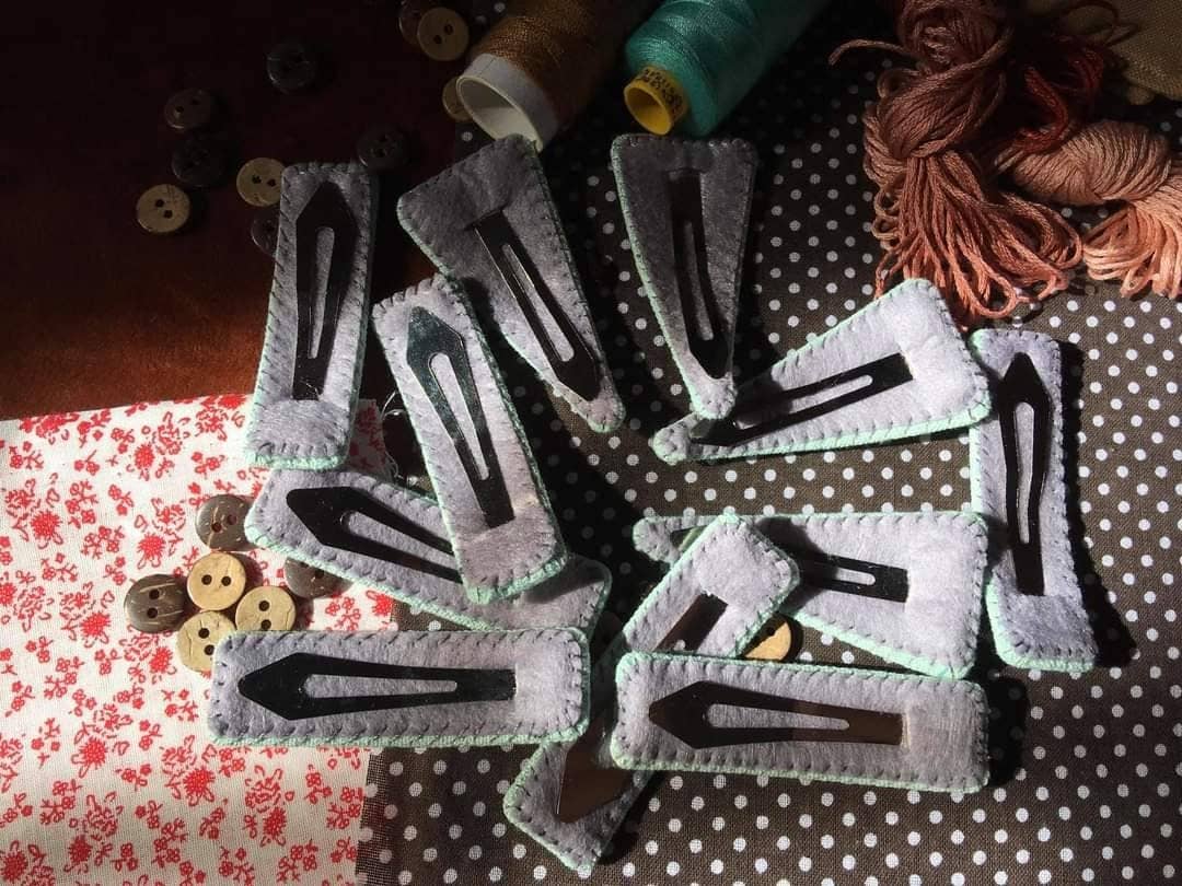 Lavender Embroidered Lace Hair Barrette, Collection Emily