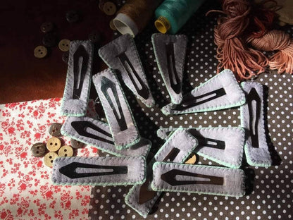 Lavender Embroidered Lace Hair Barrette, Collection Emily