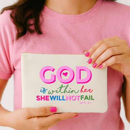 God Is Within Her Colorful Canvas Bag