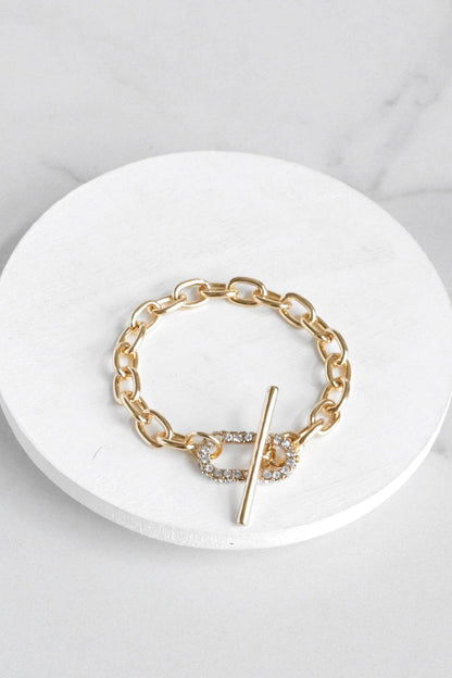 Pulsera de cadena en tono dorado con cierre de palanca pavé