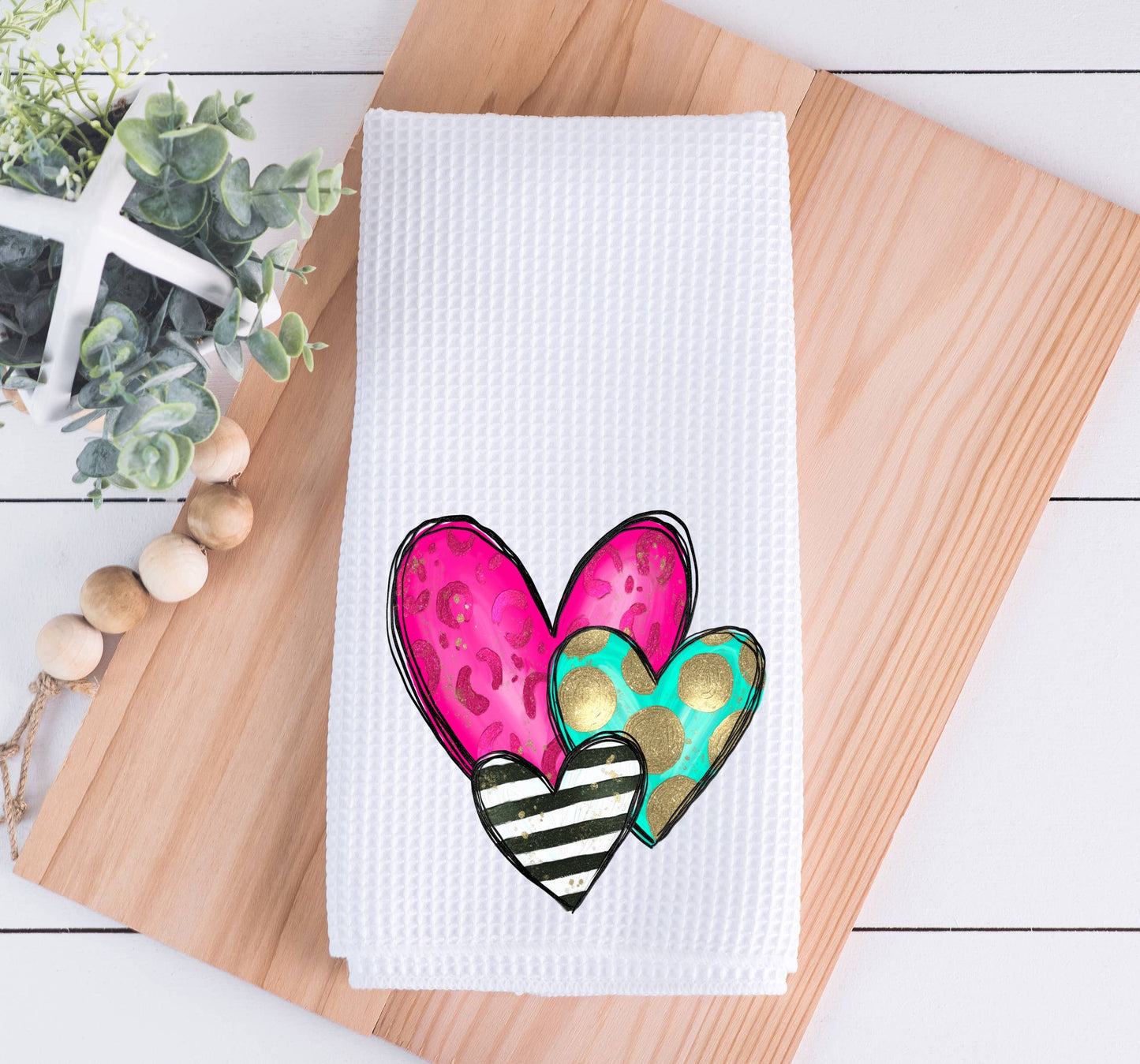 Whimsical Hearts Valentine Kitchen Dish Towel