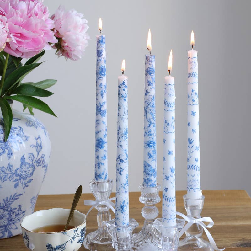 Blue and White Porcelain Smokeless Taper Candle