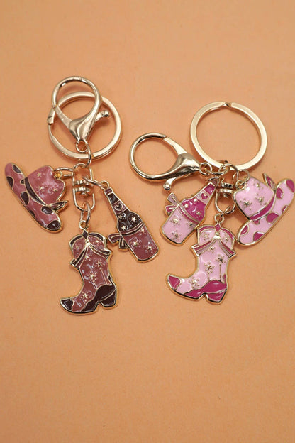 WESTERN BOOT HAT WINE BAG KEYCHAIN