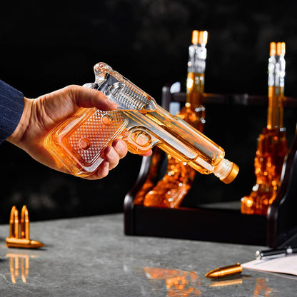 CRAFTGEN - 3 Gun Whiskey Decanter Set - Gift Ideas for Men Husband Dad