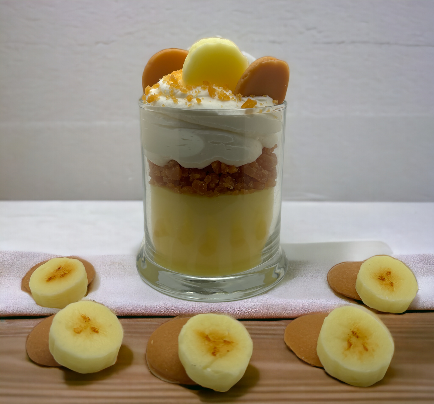 Wax and Wix Bakery® - Banana Pudding Candle. 13 oz. Large Soy Dessert Candle