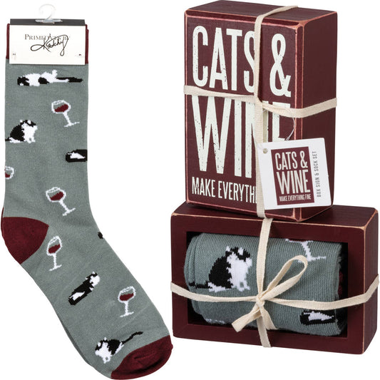 Cats Wine Sign Sock Set