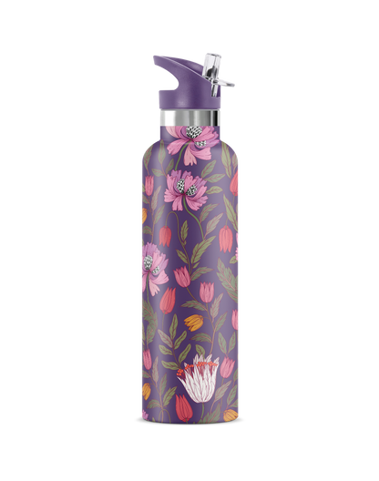 Morriset | Purple Floral Brocade 25 oz Insulated Bottle