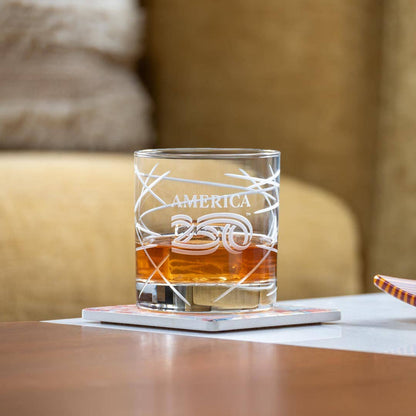 America250™ Longitude 10oz On the Rocks Whiskey Glass Set of 2