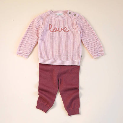 Viverano Organics - Love  Embroidered Chunky Knit Baby Sweater (Organic)