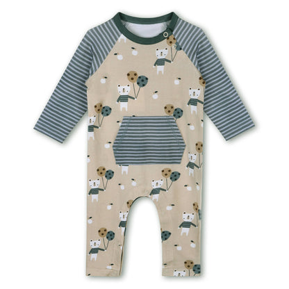 Viverano Organics - Balloon Bear Baby Kangaroo Pocket Jumpsuit (Organic Jersey)