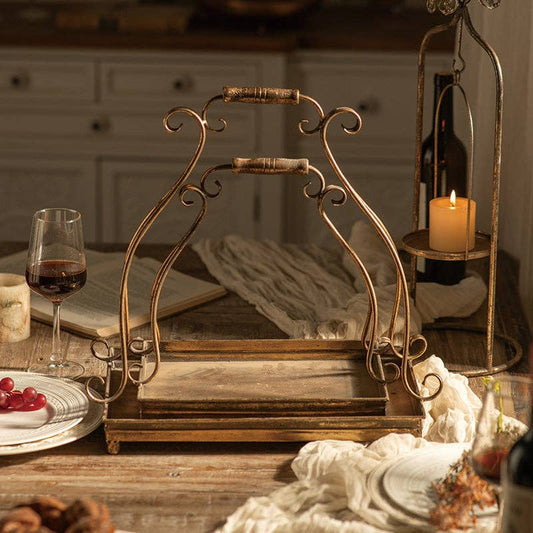 Vagabond Vintage - Antique Gold Metal Serving Tray (Set of 2)