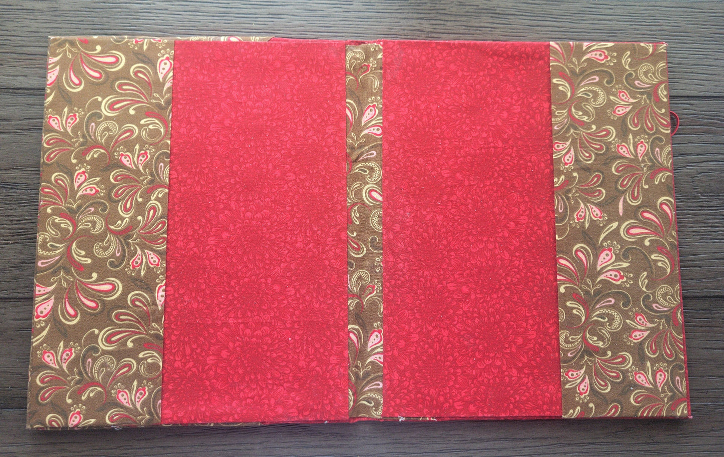 Fabric Covered Hardcover Notebook Composition Book Cover - Red & Brown Paisley