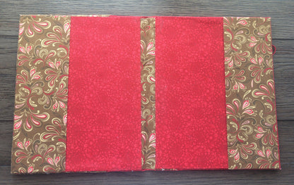 Fabric Covered Hardcover Notebook Composition Book Cover - Red & Brown Paisley