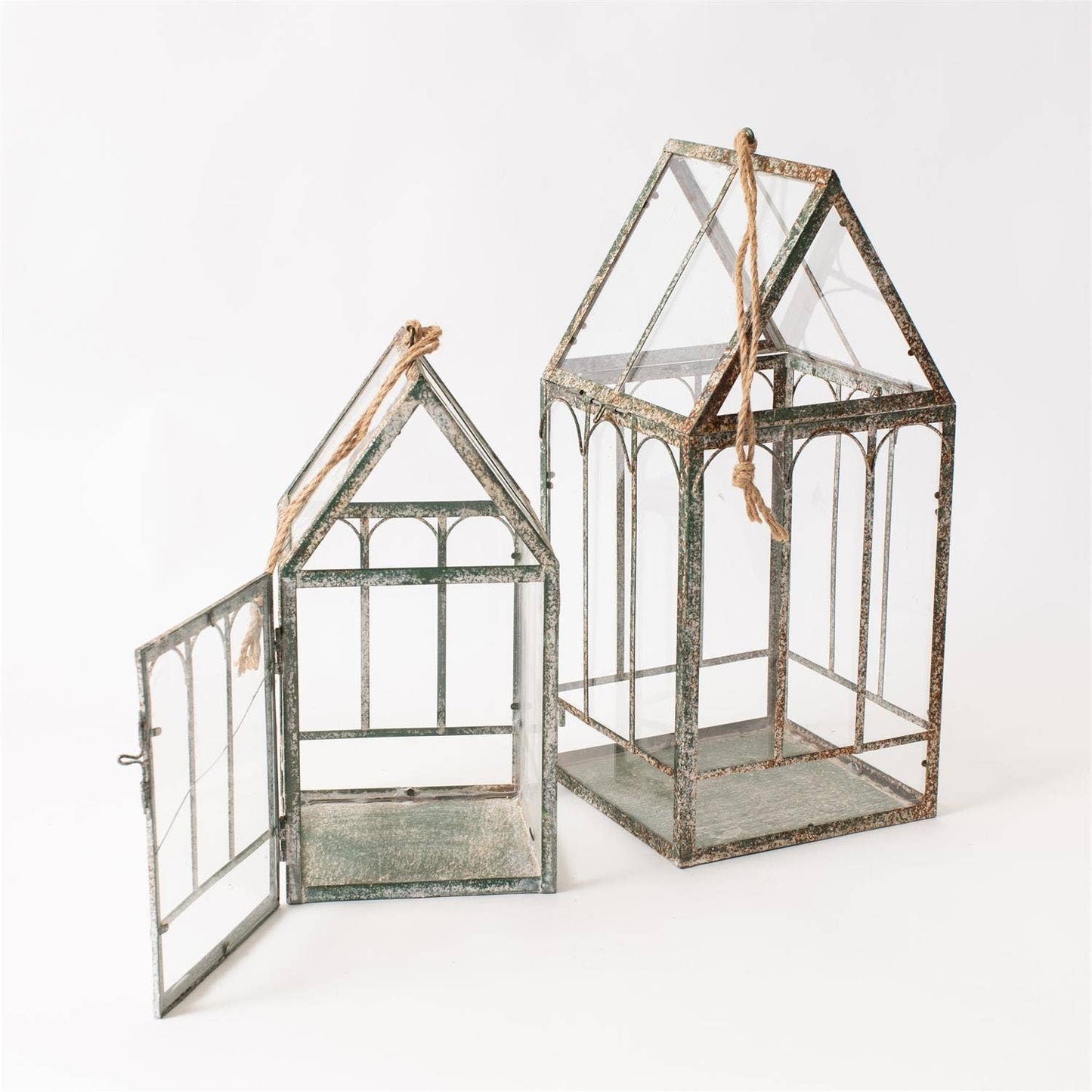 Rustic Metal Greenhouse (Set Of 2)