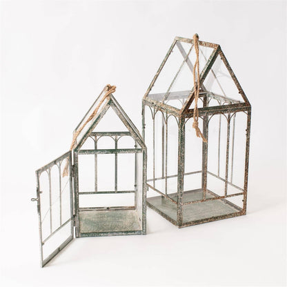 Rustic Metal Greenhouse (Set Of 2)