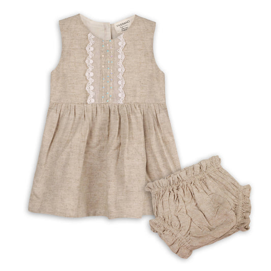 Viverano Organics - Bianca Baby Dress + Bloomer (Linen Blend)