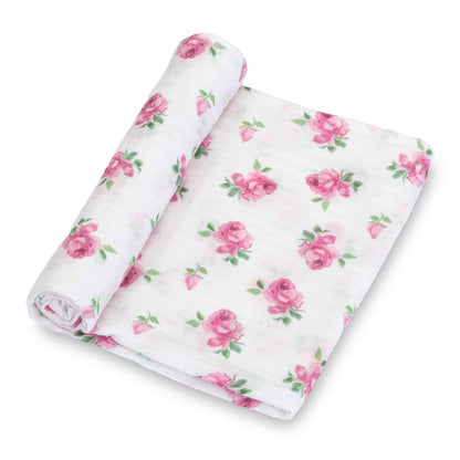LollyBanks - Rose Buds and Blooms Baby Muslin Swaddle Blanket