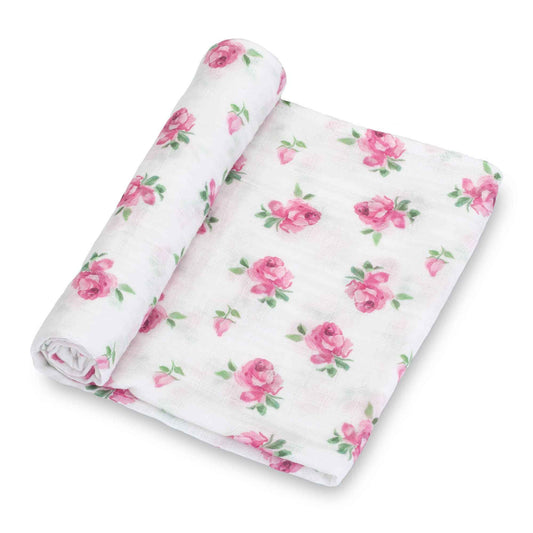 LollyBanks - Rose Buds and Blooms Baby Muslin Swaddle Blanket