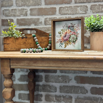 Succulent Watercolor Bouquet - Beautiful Spring Flower Art