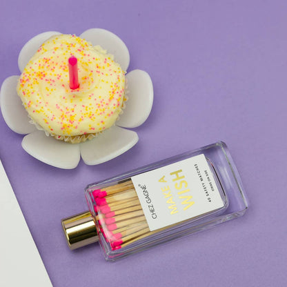 Pide un deseo - Cerillas de seguridad para botellas de vidrio de cumpleaños - Rosa brillante