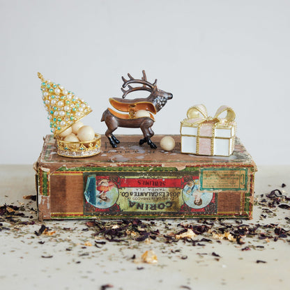 Jeweled Enamel Tree Trinket Box with Faux Pearls