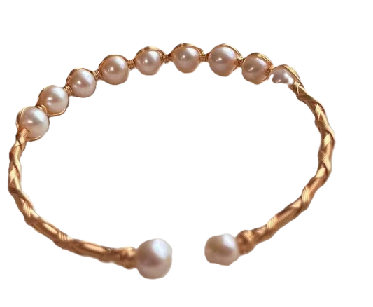 Gold wrap freshwater pearl bracelet