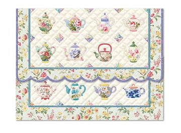 Quilted Tea Cup Embossed, Die-cut Boxed Note Cards