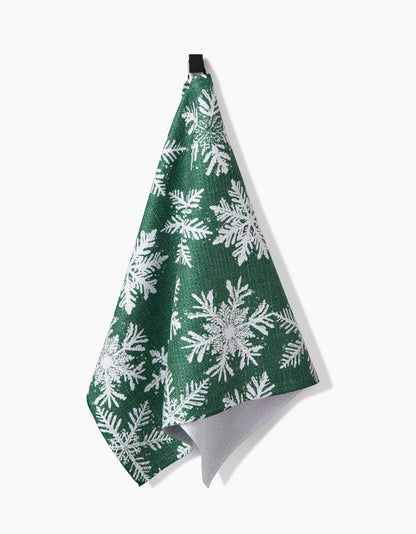 Geometry - Snowy Days Green Tea Towel