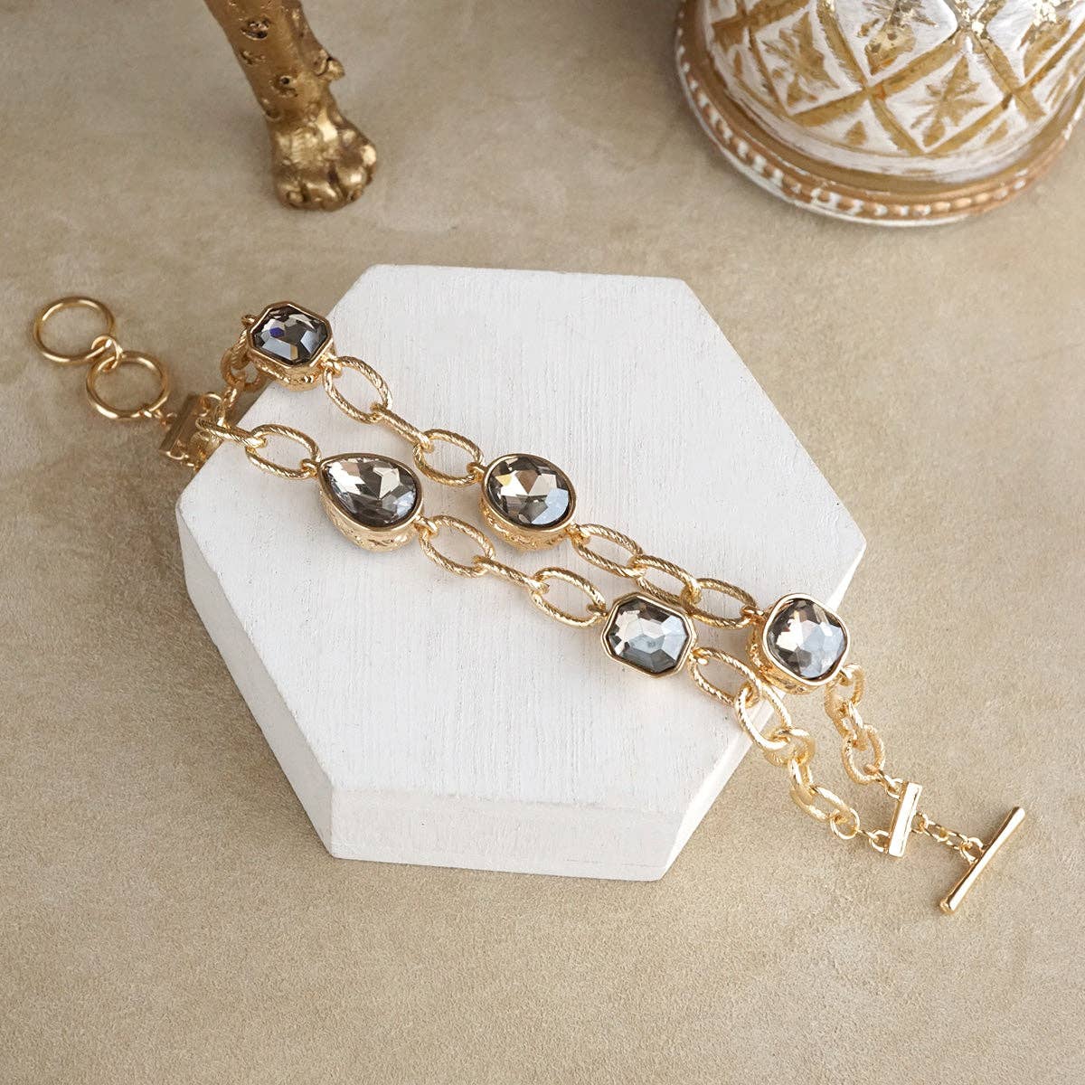 Statement Chain Bracelets with Reflective Crystals