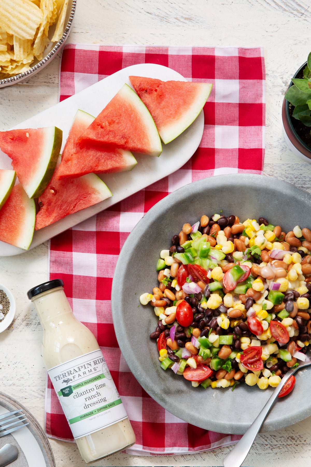 Cilantro Lime Ranch Salad Dressing, shown in a styled setting
