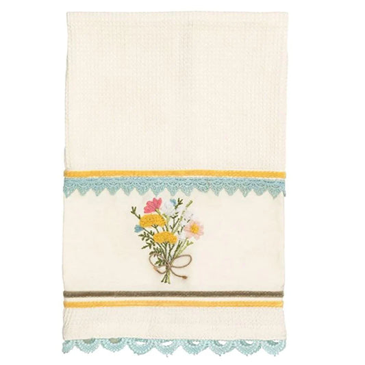 Yellow Floral Embroidered Towel