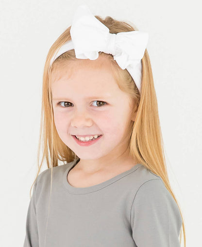 Girls White Big Bow Headband: White / One Size