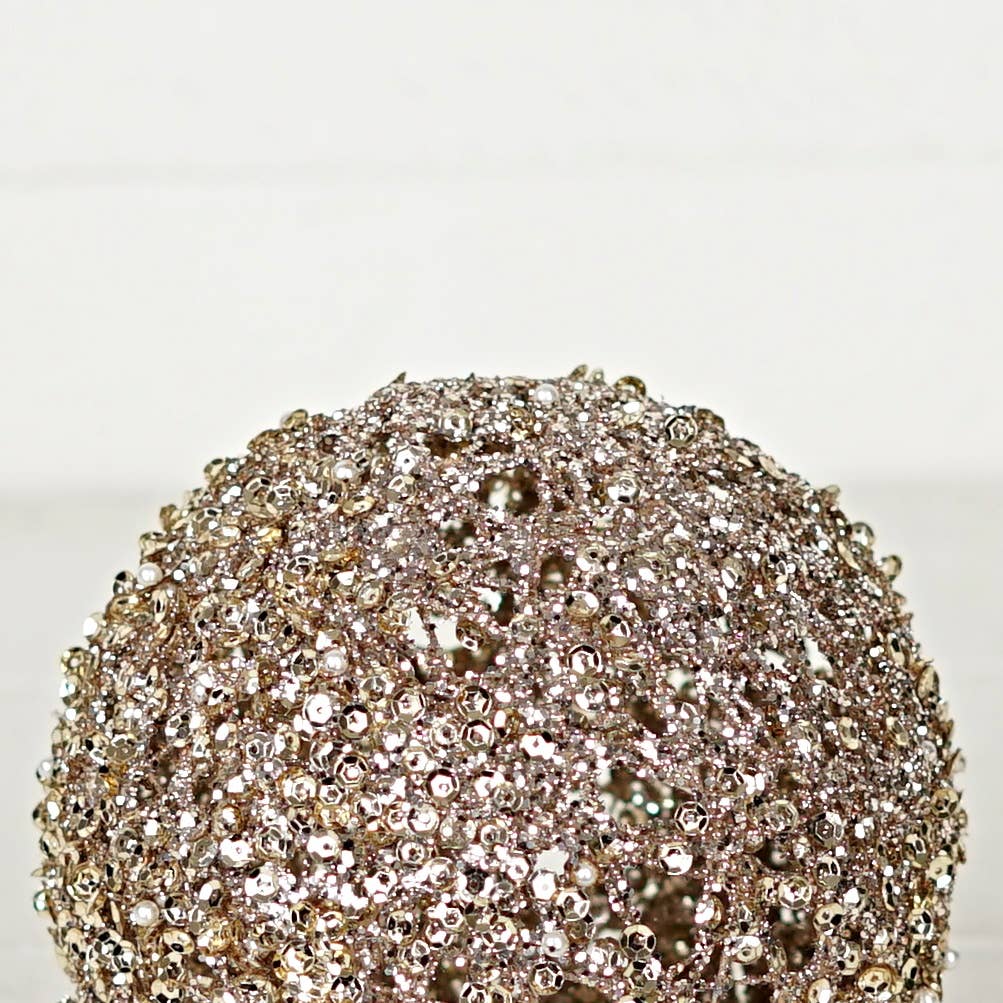 6in Metalic Glittered Ball-Champaign gold