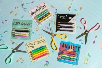 FUN CLUB - Anxiety Pen Set (funny gifts, pens, stationery)
