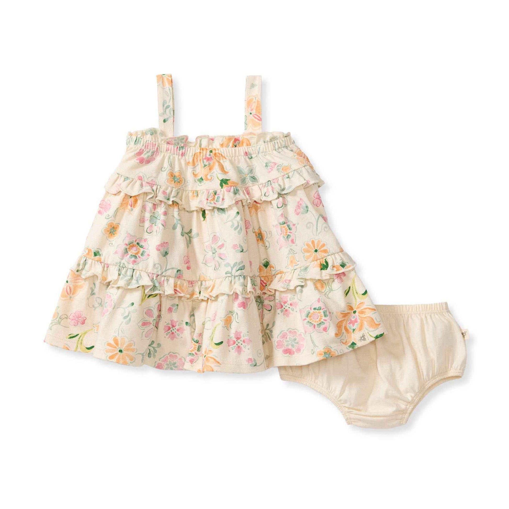 Mediterranean Floral Organic Dress: 6-9M