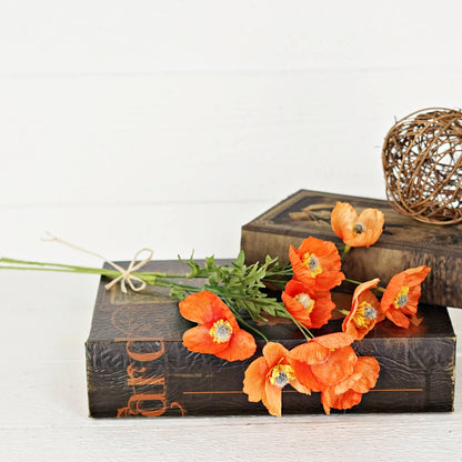 16inL Wrinkle Poppy Bush-Orange-