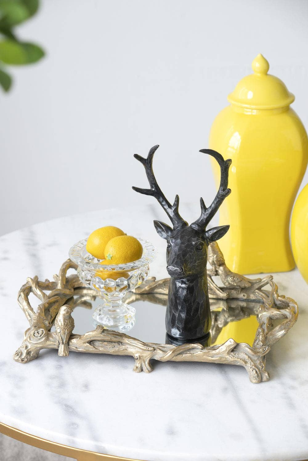 Gold Bird Mirrored Tray