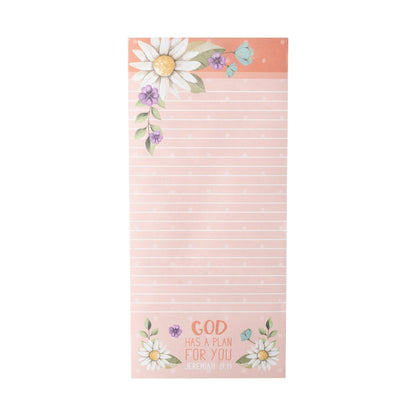 Divinity Boutique - Listpad w/Pen: Pink Floral (Jeremiah 29:11)