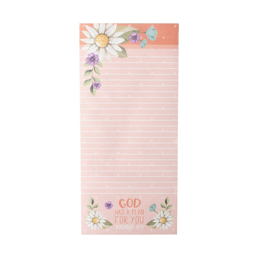 Divinity Boutique - Listpad w/Pen: Pink Floral (Jeremiah 29:11)