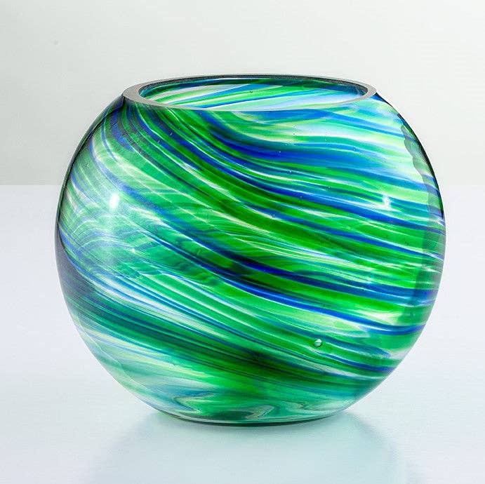 Blown Glass Tealight Holder - Green