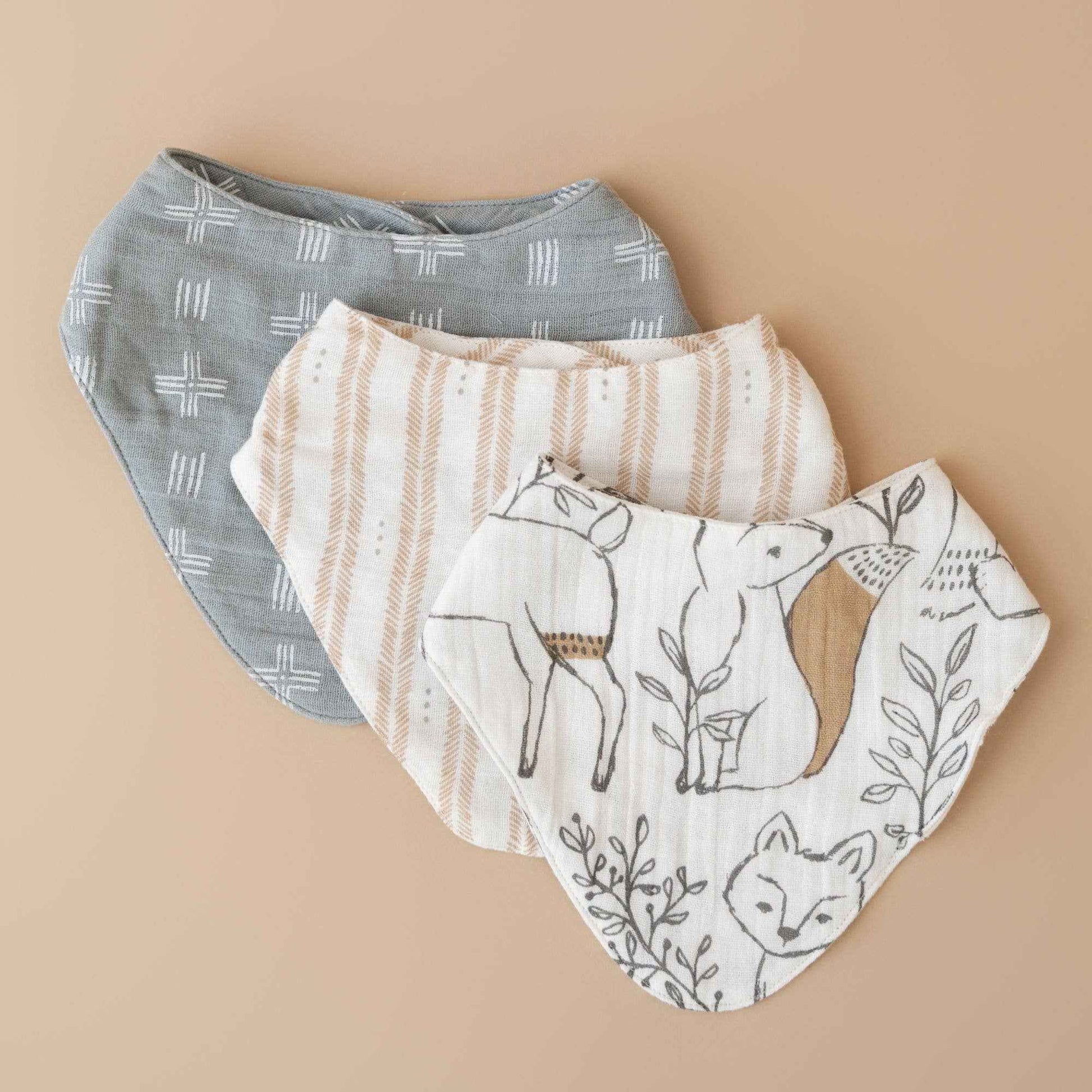 Crane Baby - Ezra 3-Pc. Muslin Bib Set
