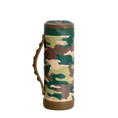 Fidget Strap Kids Stainless Bottle 14oz Green Camo