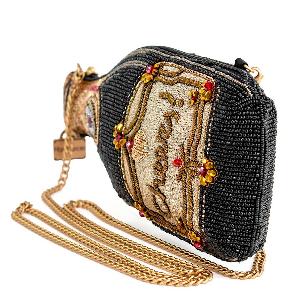 Mary Frances Accessories - Vintage Wine Beaded Champagne Bottle Crossbody Handbag