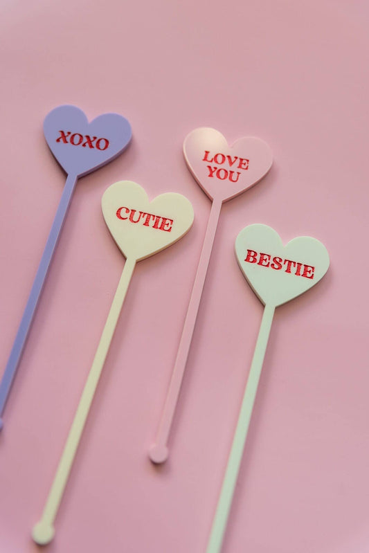 Retro Conversation Heart Drink Stirrers