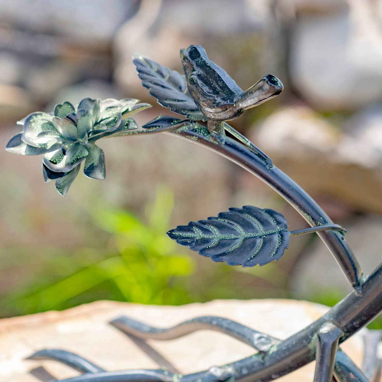 Scallop Edge Birdbath with Branch Stand- 2 Color Options: Galvanized