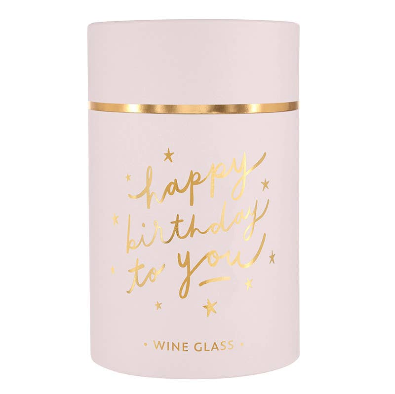 Gold Foil Stemless Wine Glass - Happy Birthday To You