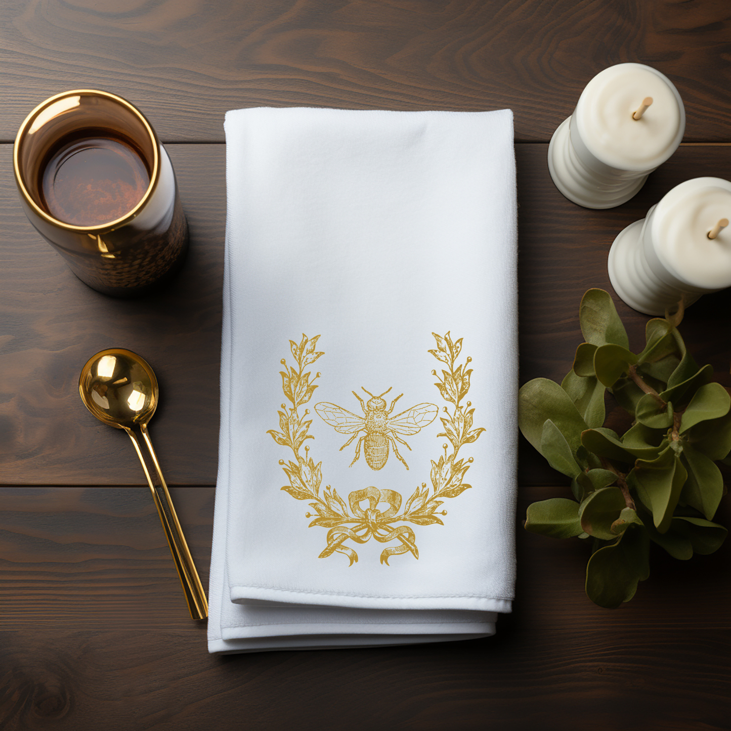 Gold Bee & Crest, French Inspired Luxury Towels, 3 Sizes